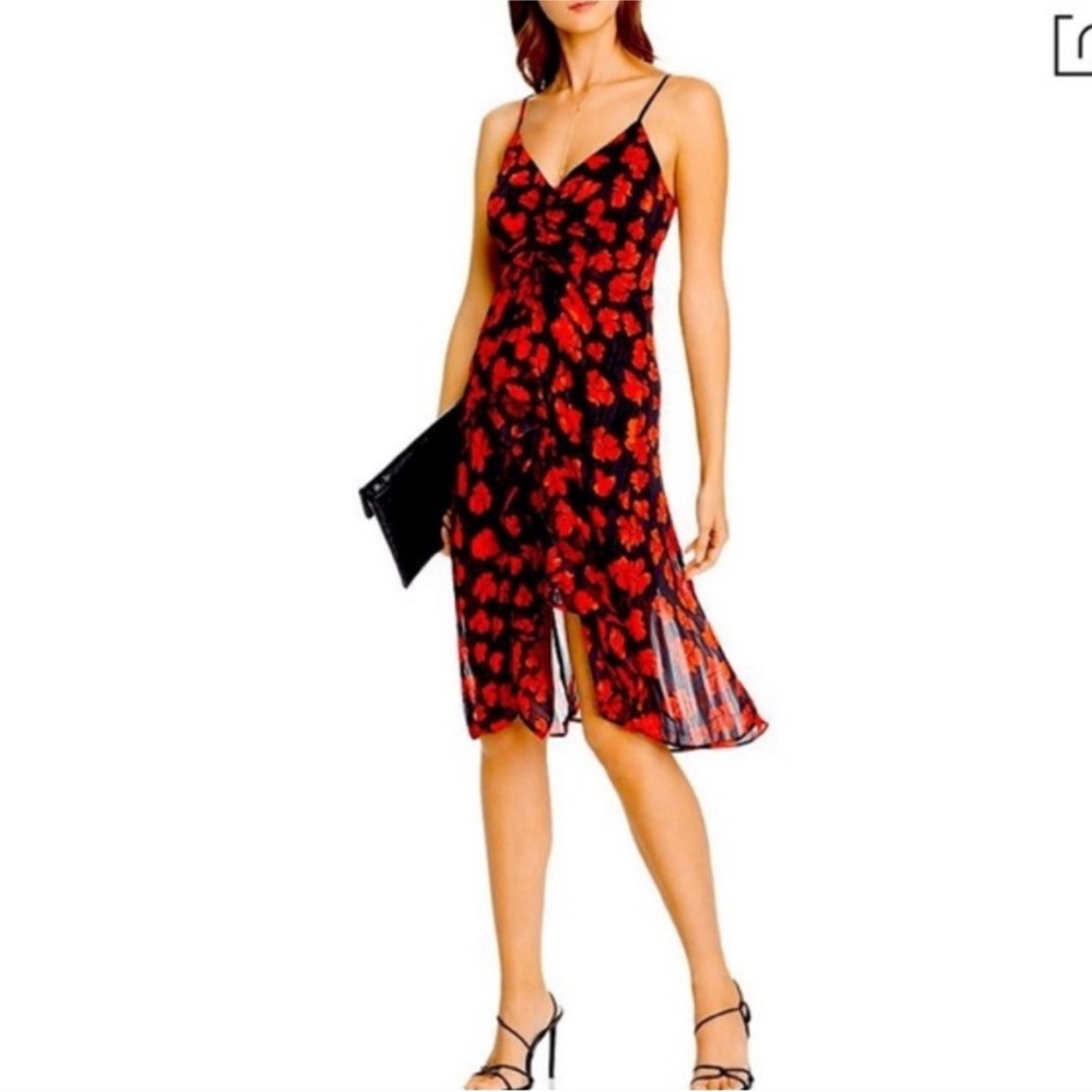 Aqua Red and Black Spaghetti Strap Slip Dress